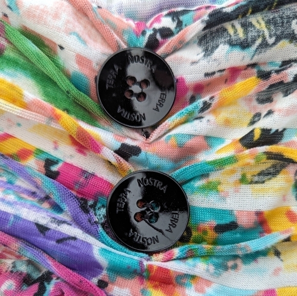 Y2k style white lace back multi color tiered layered cuffed sleeve top Small - Picture 4 of 10